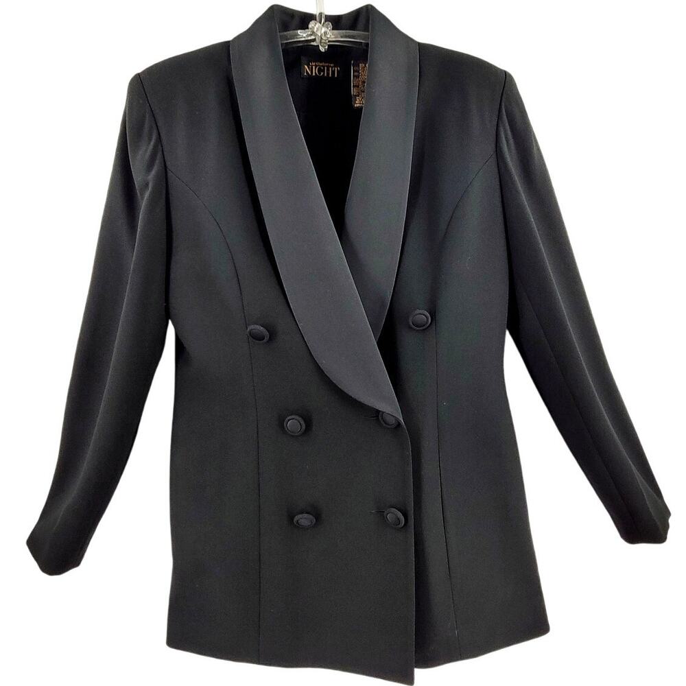 Liz Claiborne Satin Shawl-Collar Blazer Glam-Core Goth Evening Style‎ Jacket
